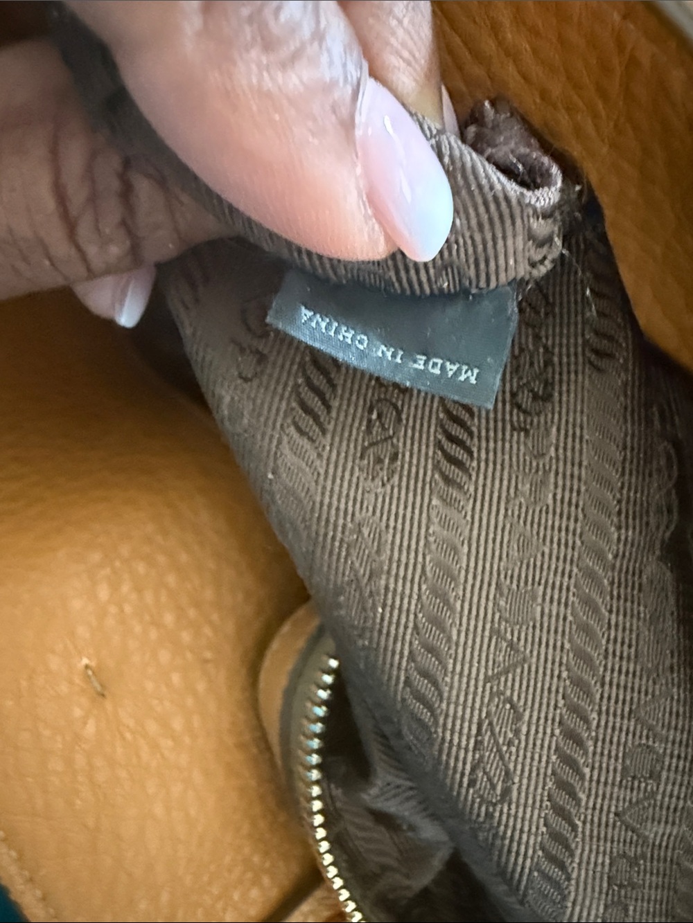Prada Carmel Pebbled Leather Tote with Black Lined Interior - Picture 6 of 10